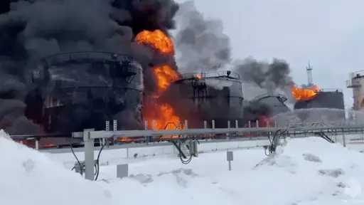 روسيا: حريق في ميناء تيمريوك النفطي إثر هجوم بطائرة مسيرة