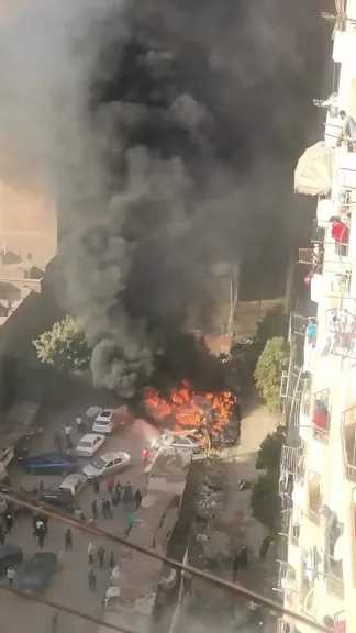 تفحم 5 سيارات في حريق داخل جراج بكفر طهرمس بالجيزة