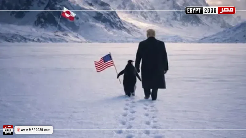 صورة لترامب مع بطريق في جرينلاند