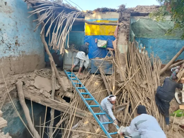 انهيار منزل بقرية جزيرة الكروم جنوب الأقصر