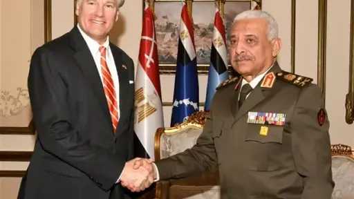 الفريق أول عبد المجيد صقر القائد العام للقوات المسلحة وزير الدفاع والإنتاج الحربى يلتقى نائب وزير الخارجية الأمريكى