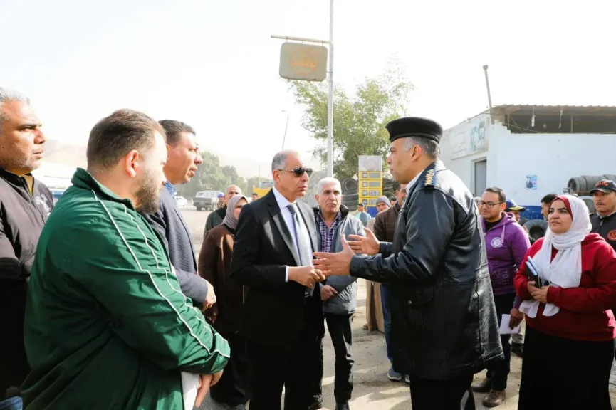 محافظ المنيا يتابع تطوير المدخل الشرقي