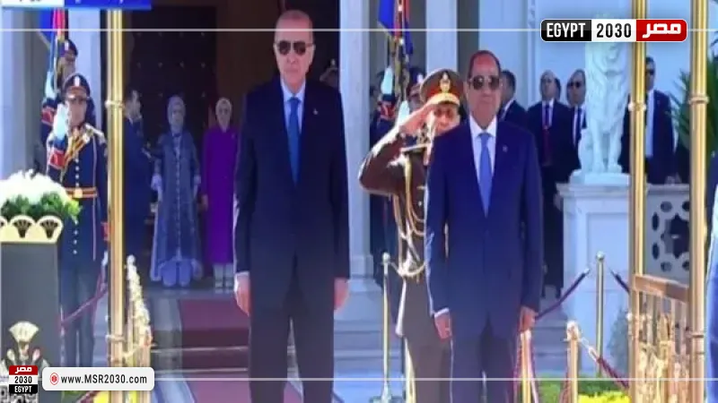 بدء المباحثات الرسمية بين الرئيس السيسي ونظيره التركى في قصر الاتحادية