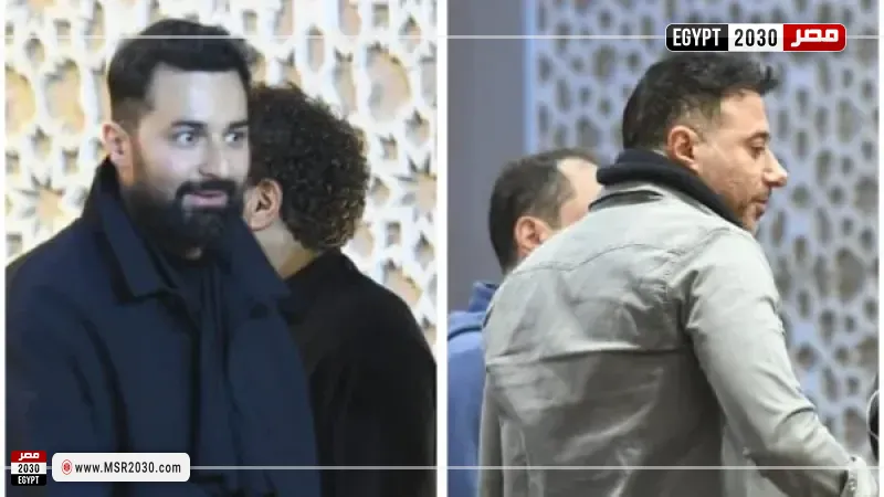 أحمد صلاح السعدنى واحمد حاتم من عزاء والد علا رشدي