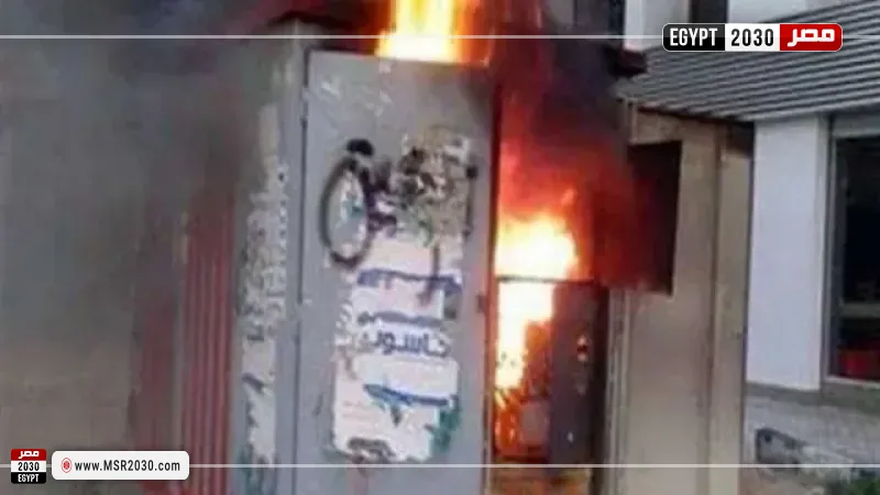 حريق كبينة كهرباء شبرا