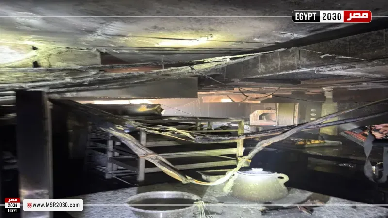 حريق داخل مطبخ شركة تجهيز وجبات إفطار 