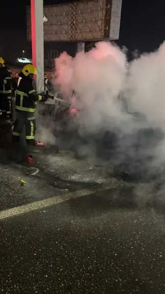 مصرع طالب داخل سيارته بعد اشتعالها إثر حادث بطريق السويس الصحراوي