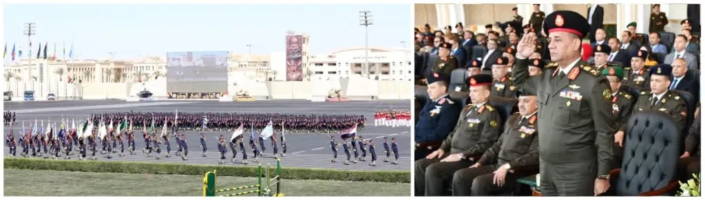وزير الدفاع يشهد حفل إنتهاء فترة الإعداد العسكرى لطلبة الأكاديمية العسكرية المصرية والكليات العسكرية