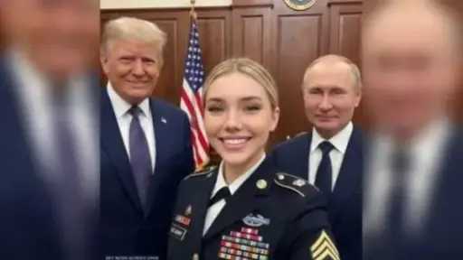 جندية أمريكية تثير الجدل بصور مع ترامب وبوتين وزيلينسكي
