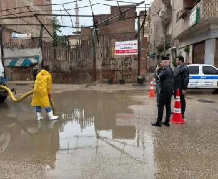  انتشار أمني ورفع تجمعات المياه