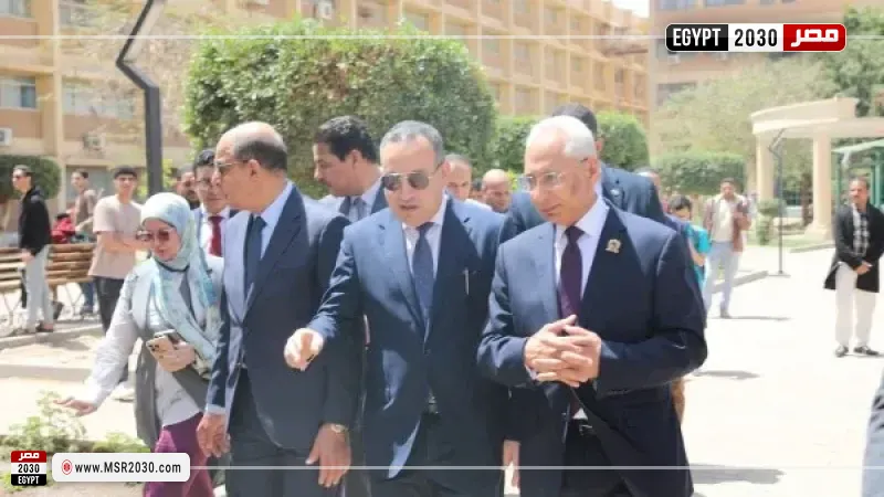 وزير التعليم العالي ومحافظ المنيا ورئيس جامعة المنيا يتفقدون سير الأعمال التنفيذية بالجامعة التكنولوجية