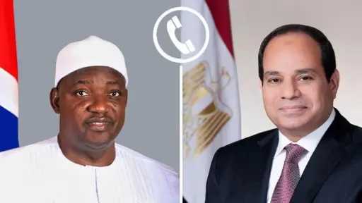 السيسي يتلقى اتصالا من رئيس جامبيا ويؤكدان تعزيز التعاون الثنائي والتنسيق الإقليمي