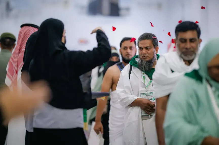 جانب من استقبال ضيوف الرحمن 