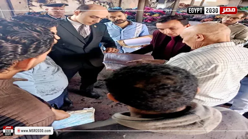 معاينة موقع حريق مصنع نسيج بالمحلة الكبرى 