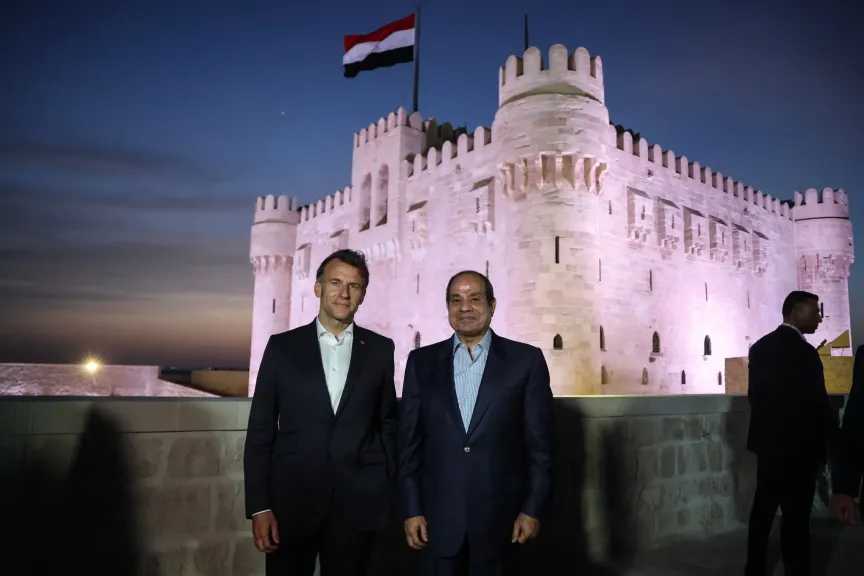 السيسي وماكرون في جولة بالإسكندرية عقب افتتاح جامعة سنجور
