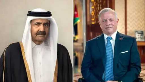 ملك الأردن يعزي أمير دولة قطر بوفاة والده ملك الأردن يعزي أمير دولة قطر بوفاة والده