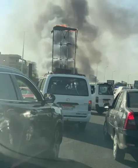 السيطرة على حريق لوحة إعلانية بمحور 26 يوليو في 6 أكتوبر