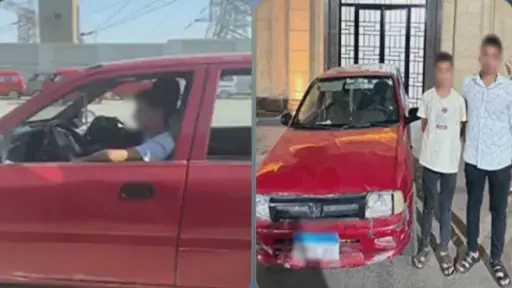 فيديو طفل يقود سيارة يثير الجدل بالجيزة.. ضبط الطالب ووالده