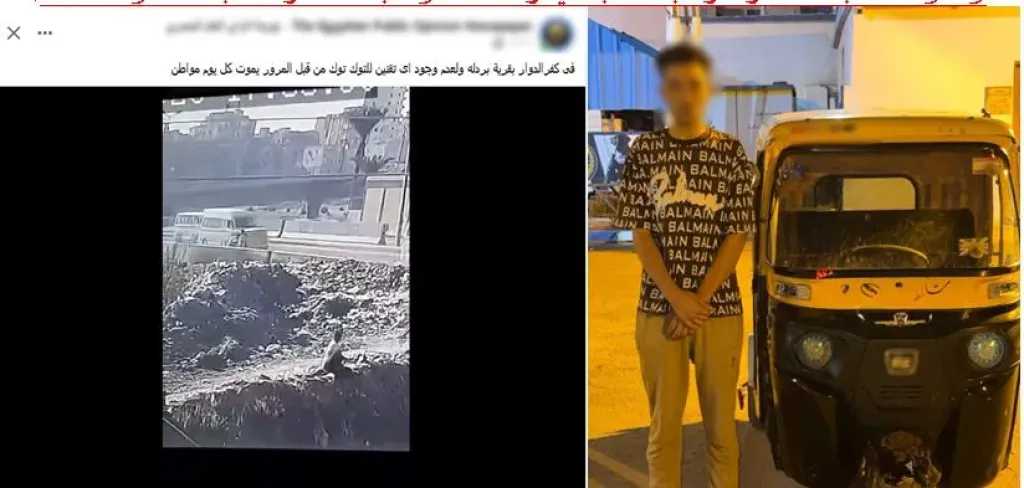 ضبط قائد «توك توك» اصطدم بطالب في البحيرة
