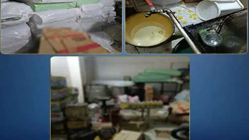 ضبط مصنع زيوت طعام غير مرخص بحلوان.. 14 طن طحينة وزيوت وملصقات لعلامات تجارية وهمية
