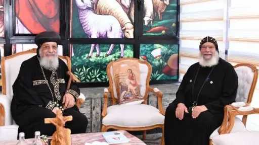 قداسة البابا يستقبل الأنبا أغابيوس بالمقر البابوي بدير... قداسة البابا يستقبل الأنبا أغابيوس بالمقر البابوي بدير الأنبا بيشوي