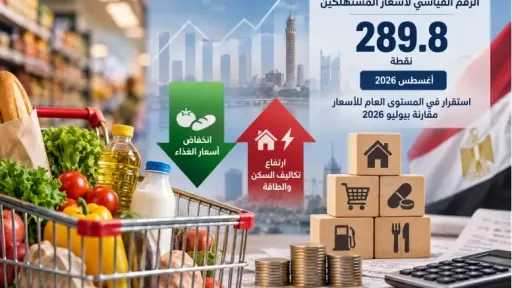 «الإحصاء»: استقرار الرقم القياسي لأسعار المستهلكين خلال أغسطس 2026.. والطعام والمشروبات يتراجع 1.2%