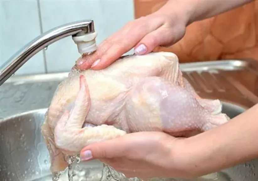غسل الفراخ النيئة قد ينشر البكتيريا في المطبخ