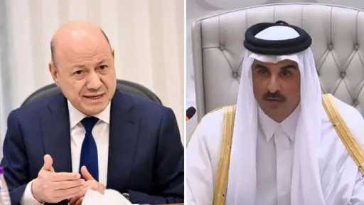 أمير قطر للعليمي: ندعم استقرار اليمن ووحدته وسيادته