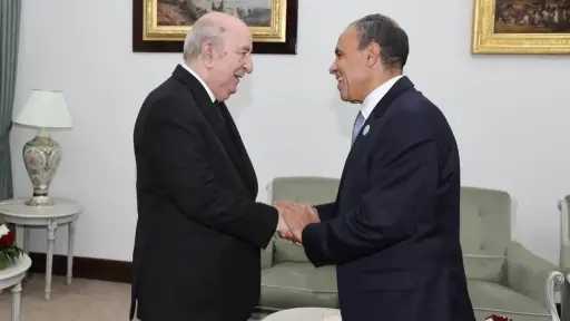 وزير الخارجية يلتقي الرئيس الجزائري على هامش الاجتماع الوزاري لآلية دول الجوار الثلاثية حول ليبيا