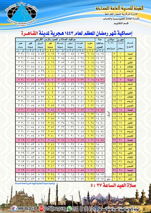 أمساكية شهر رمضان المعظم محافظة القاهرة